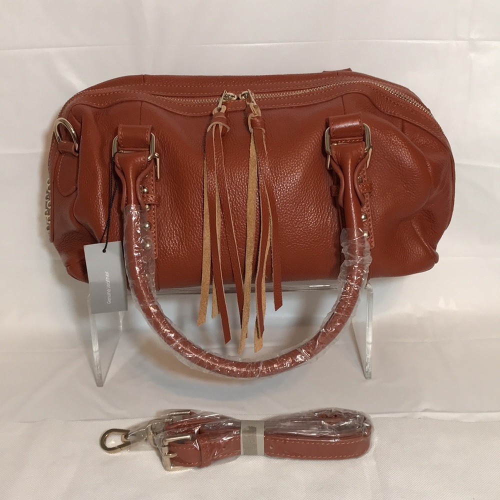 Jane Ellen Tan NEW Leather Satchel shoulder Crossbody Purse Bag